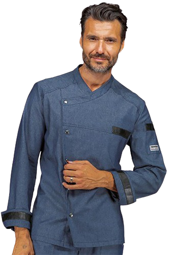 GIACCA CUOCO ERICKSON JEANS: giacca da cuoco slim unisex a manica lunga in ottimo...